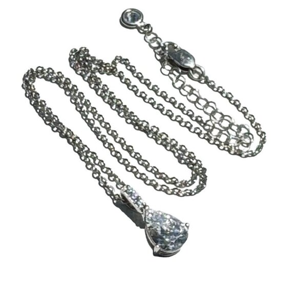 Vintage Sterling Silver Cubic Zirconia Pendant - 18 inch - Picture 1 of 8